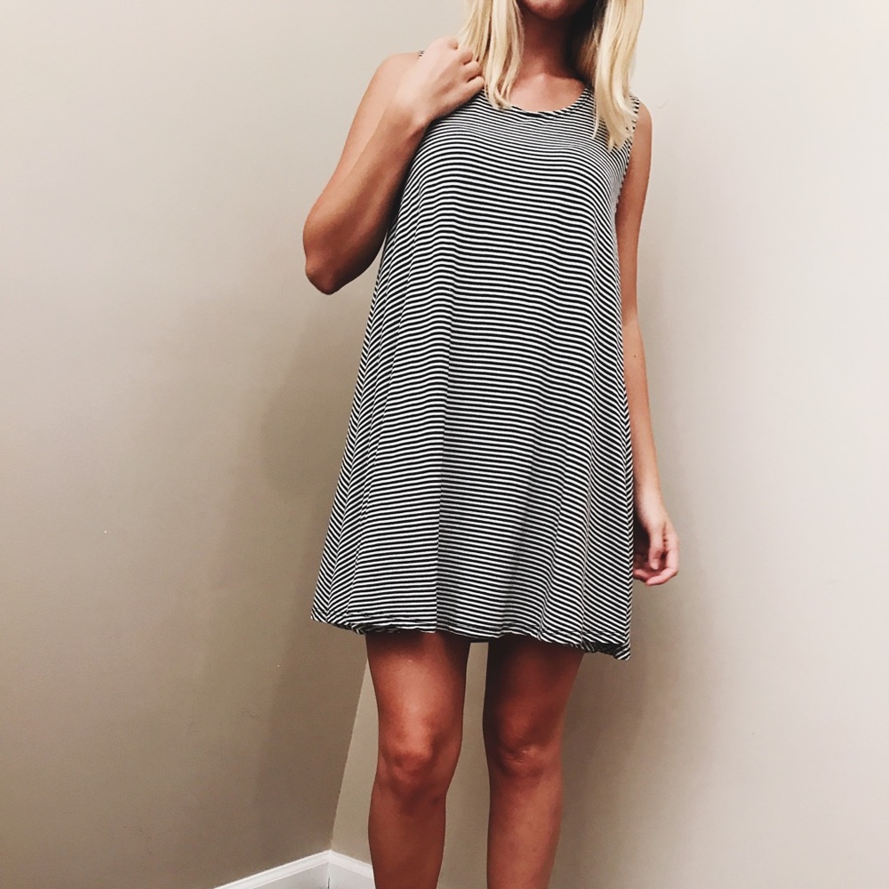 Short black and white striped dress
