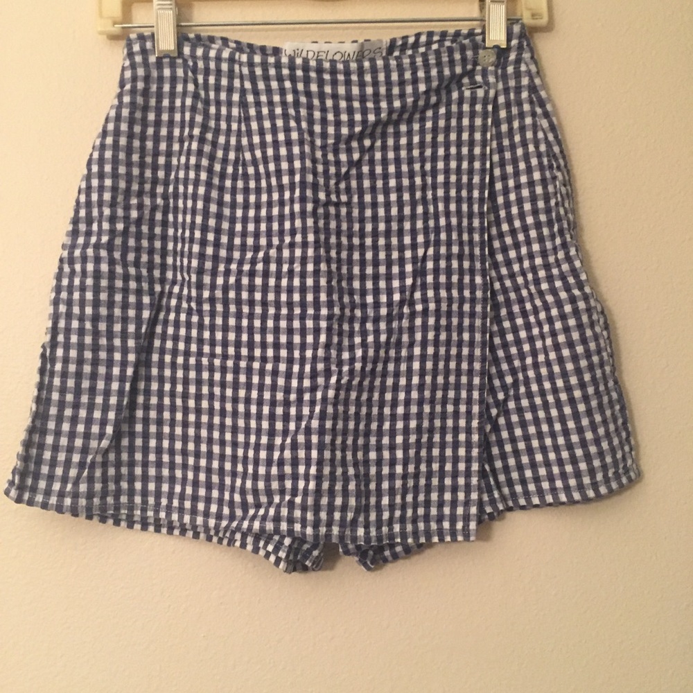 Vintage Blue and White Plaid Skort