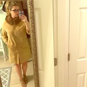 Vintage suede and fur trim coat