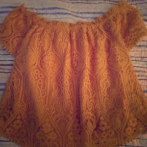 Lace golden yellow top. Very flattering!