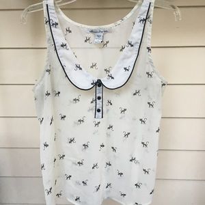 American Rag || (L) Cream Blouse w Black Cats