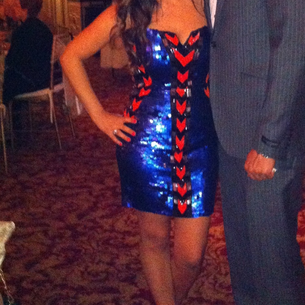 Sequin fitted mini dress