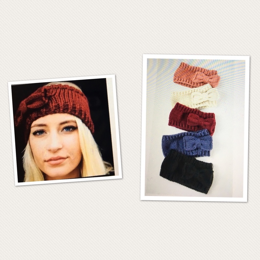 ✅💕Maroon Knitted headband with bow.