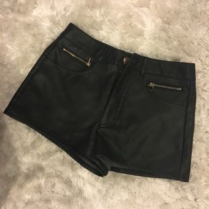 Faux leather shorts