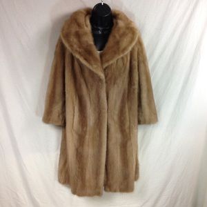 Honey Mink Coat High Quality Mid Length Vintage