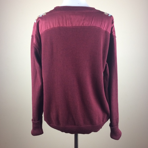 Wrap of London Maroon Embroidery Sweater Cotton - Picture 5 of 8