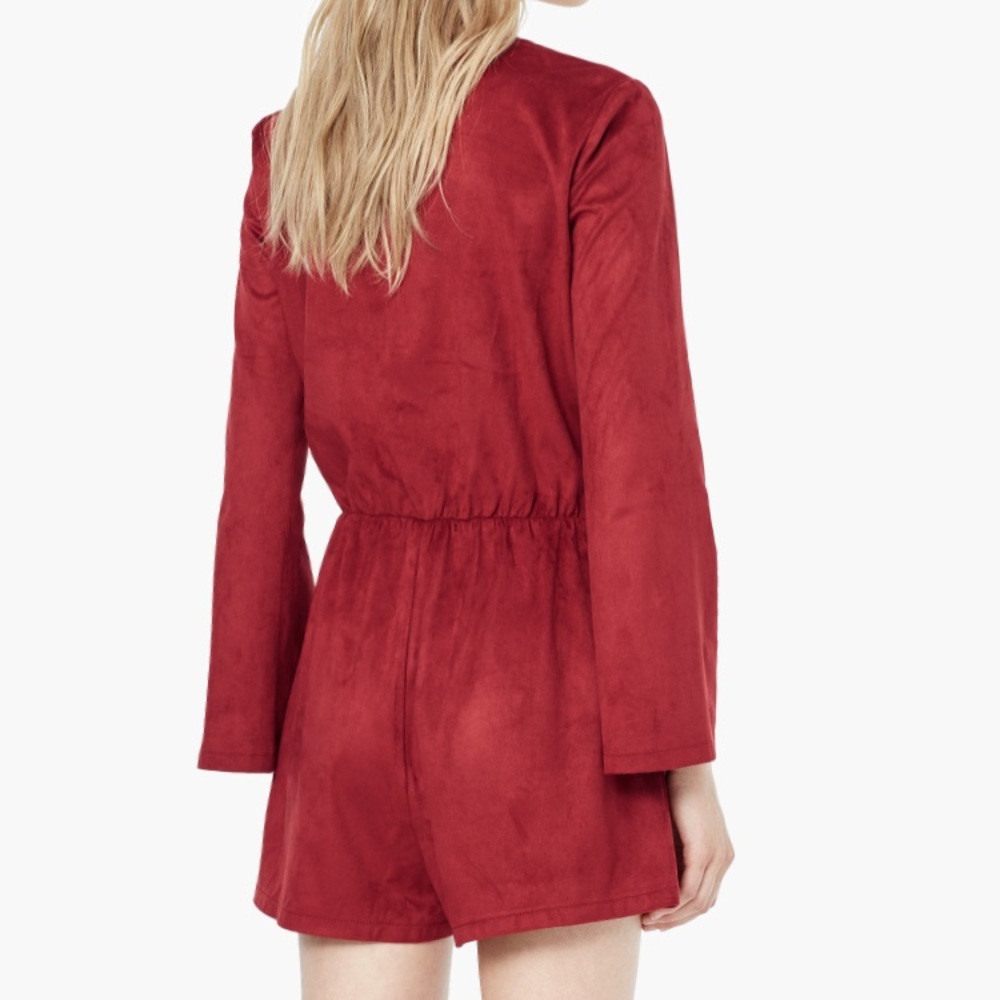 Asos Faux Suede Tie Front Romper - Picture 4 of 5