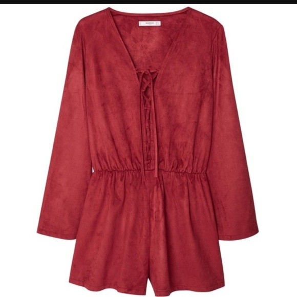 Asos Faux Suede Tie Front Romper - Picture 2 of 5