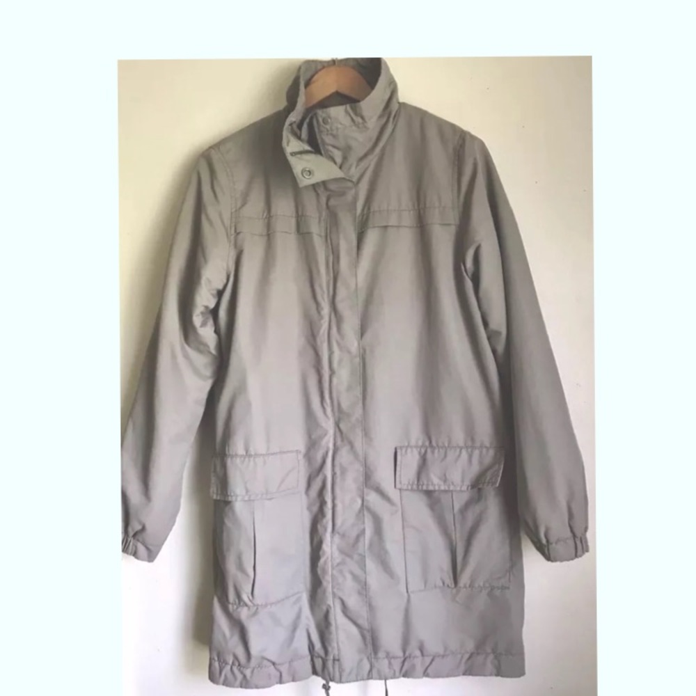 Eileen Fisher High Collar Knee Length Jacket