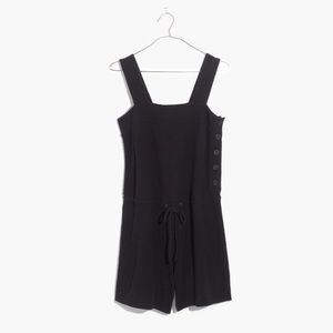 Madewell side-button drawstring romper, black