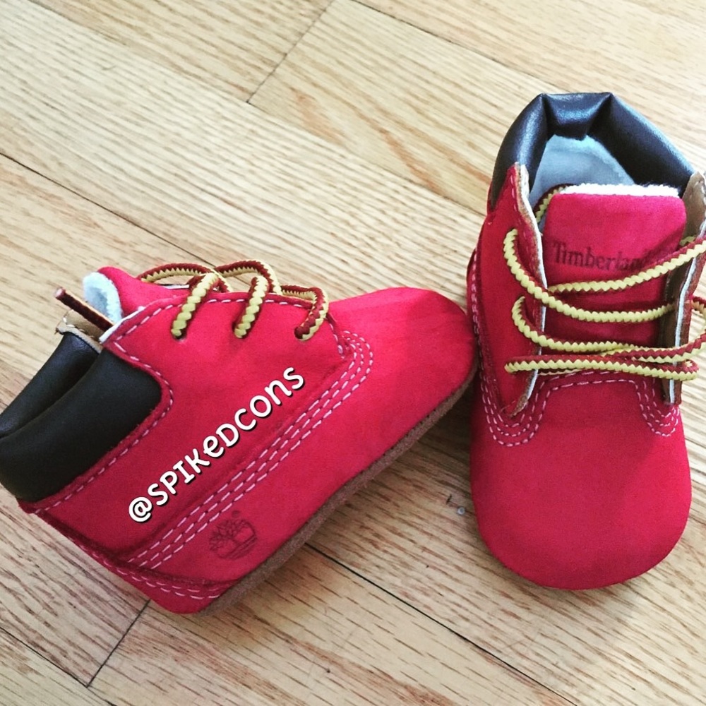 Red Infant soft bottom (custom infant timberlands)