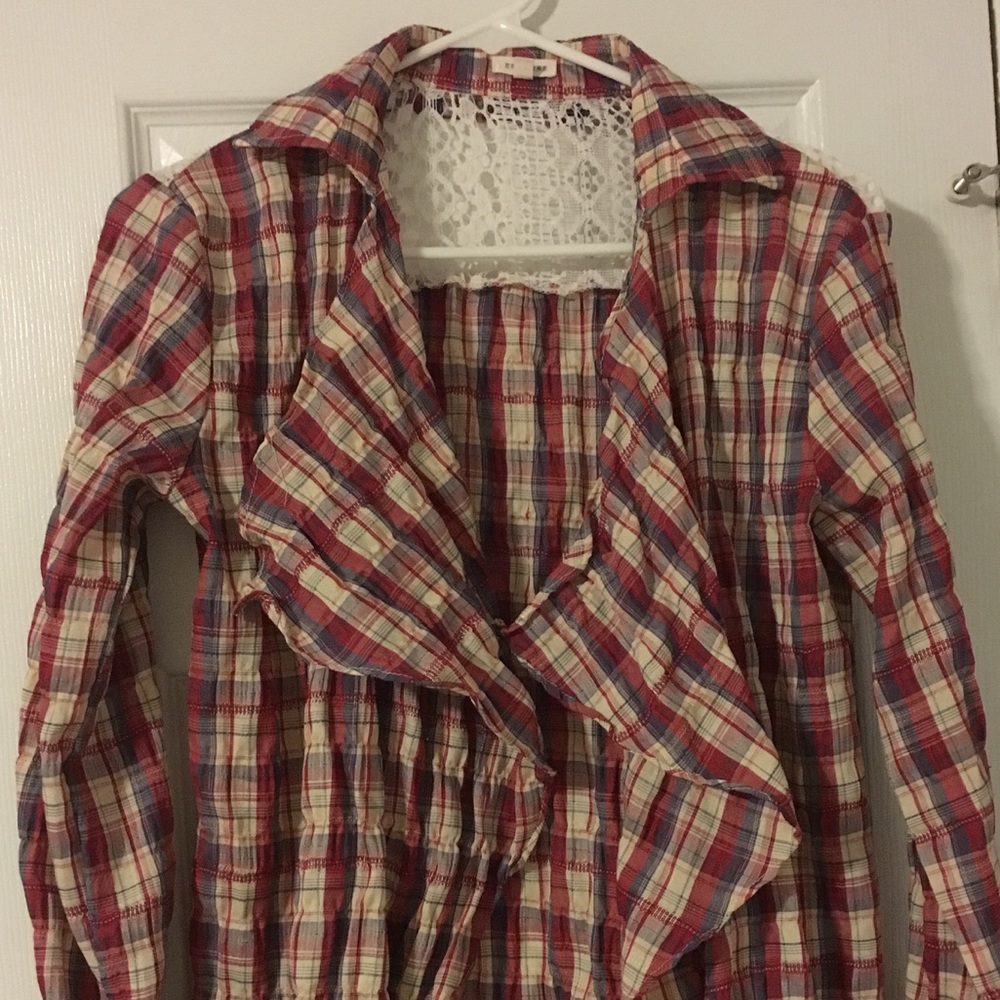 Boutique flannel polyester cardigan