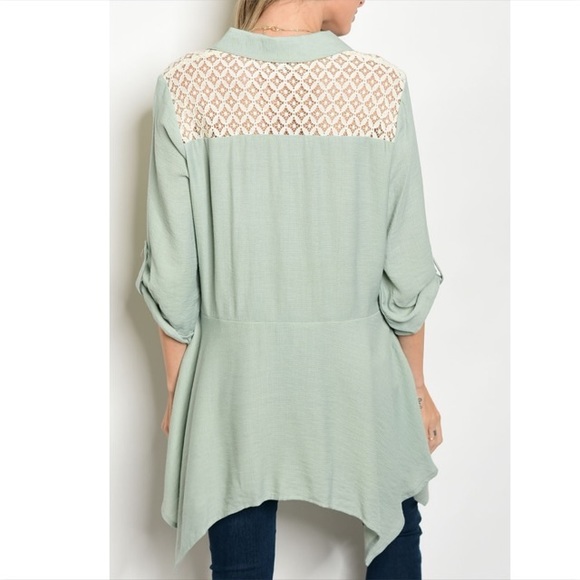 Sage Top with Lace and Drawstrings - Picture 2 of 6