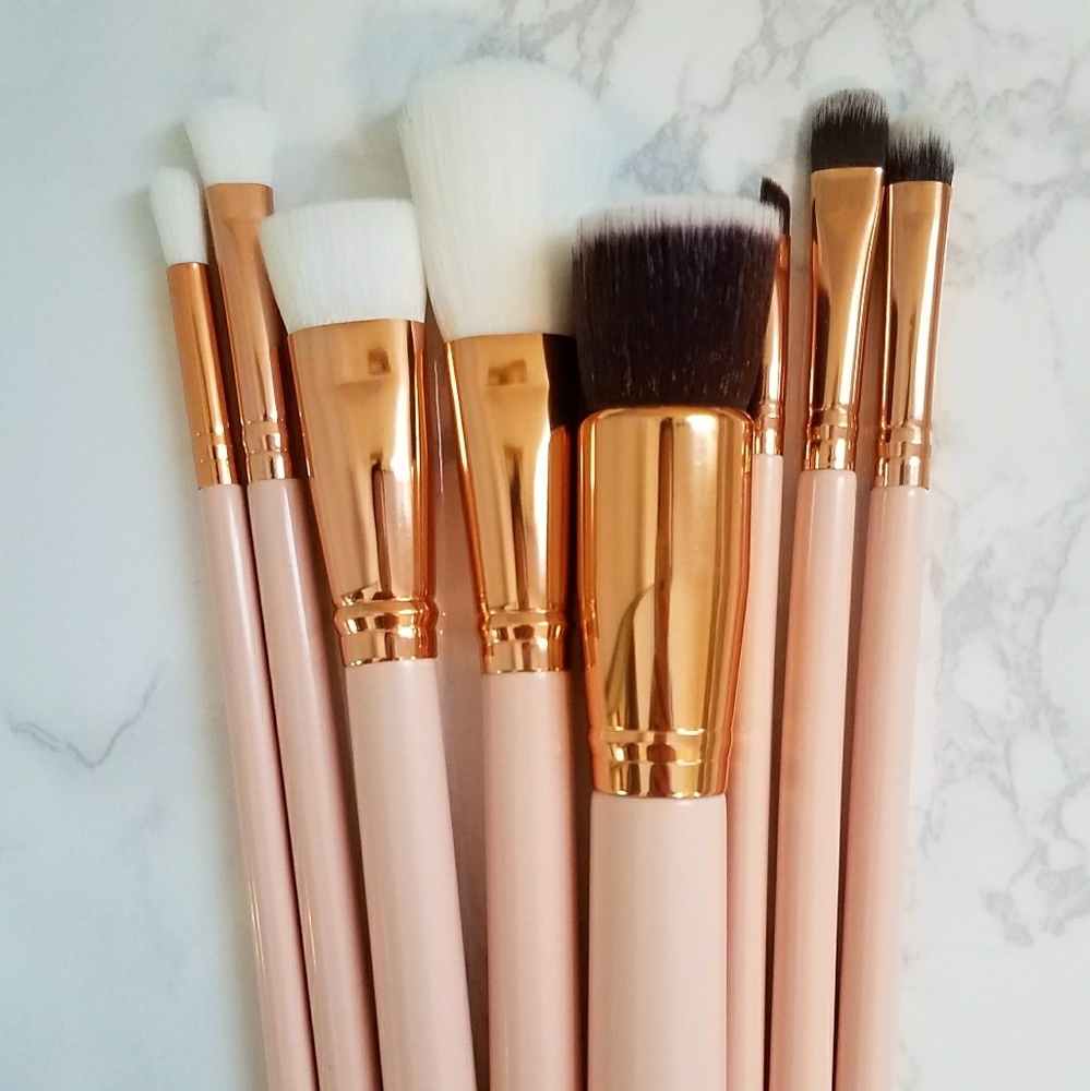 💖 NEW 8 Pastel Pink & Rose Gold Makeup Brush Set
