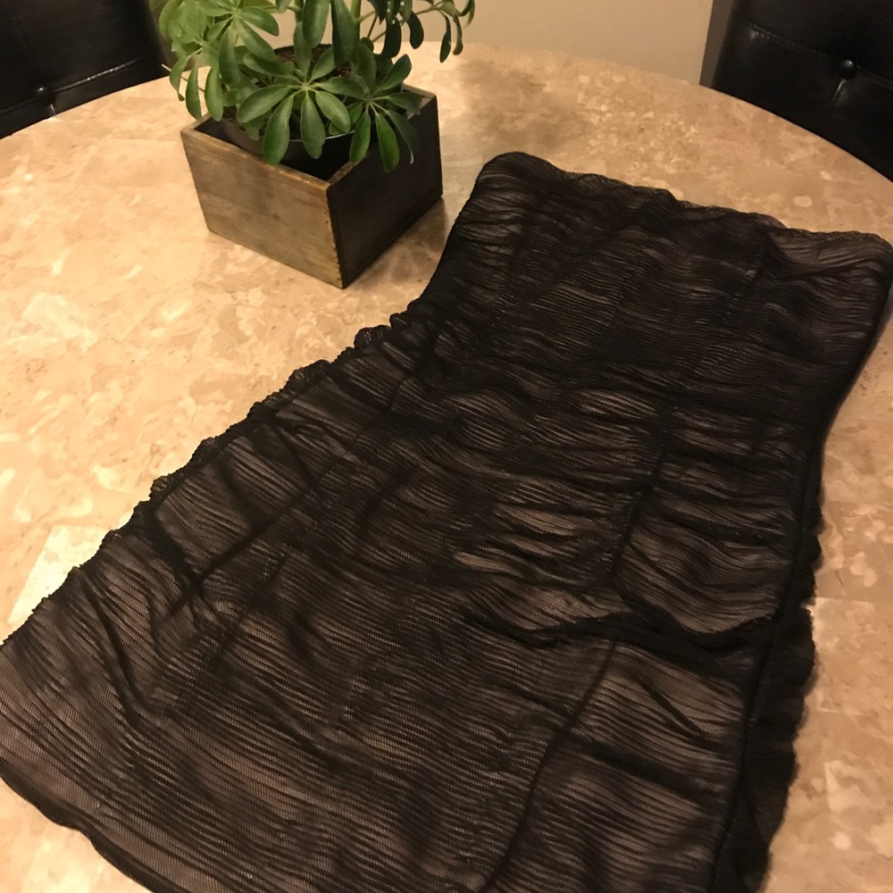 Black strapless mini dress