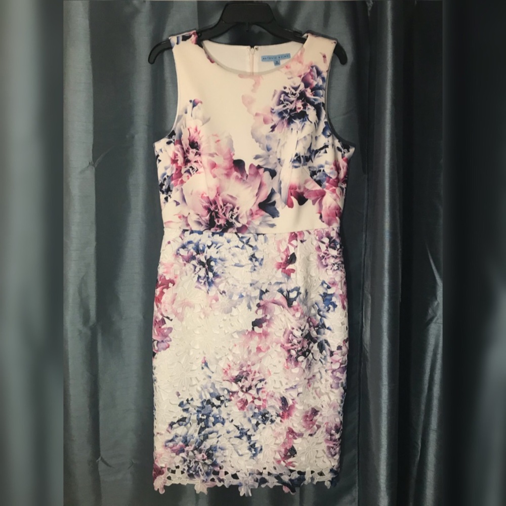 Antonio Melani White Floral Sheath Dress - Size 10