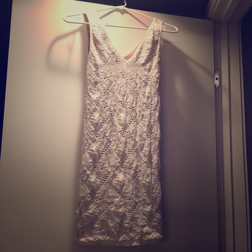 Arden B White double lined stretchy dress