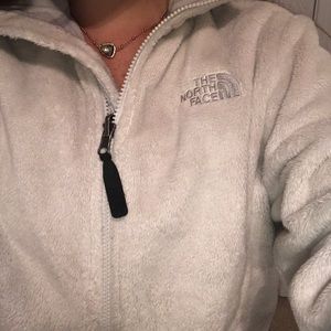 North Face Off-White Fuzzy Zip-Up Jacket