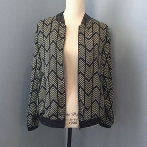 PLEIONE Houndstooth Navy & Cream Zip Up Jacket