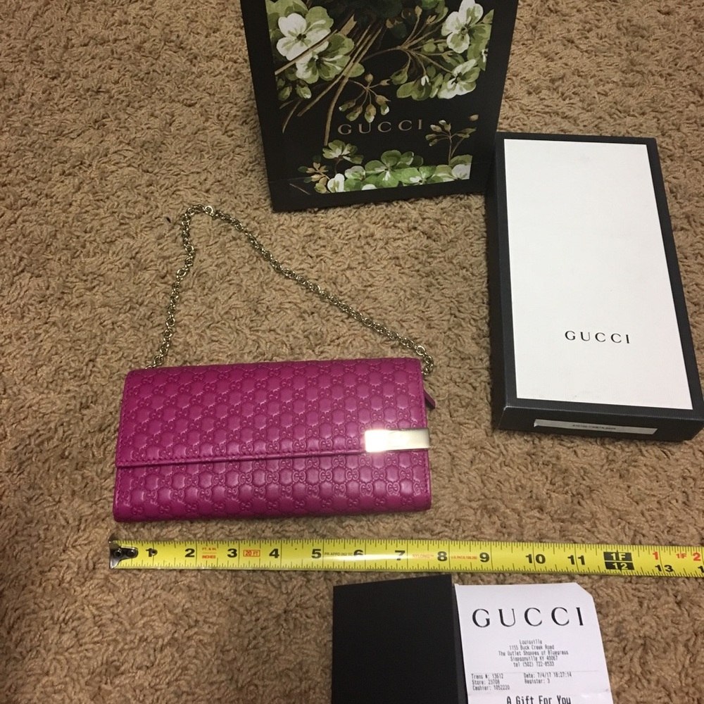 Authentic Gucci wristlet wallet hot pink