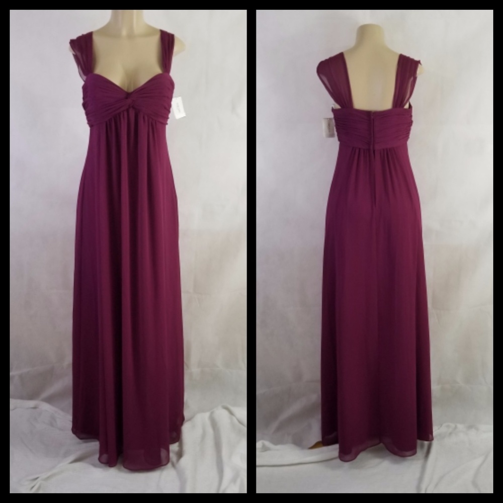 NWOT David Bridal Crinkle Chiffon Prom Dress Sz 8