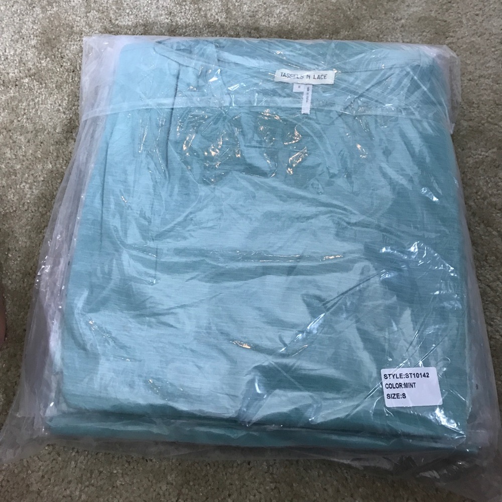 Mint Top with Layered Ruffled Hem - Picture 3 of 7