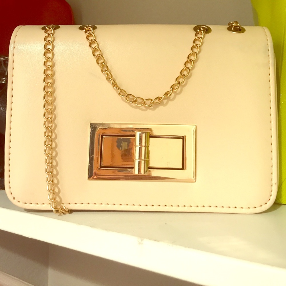 Cream Gold Shoulder Bag