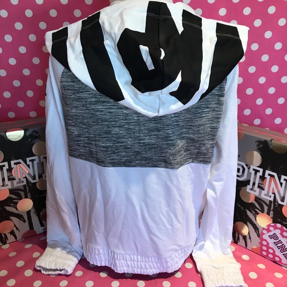 🚫SOLD🚫NWT VS PINK white perfect full zip Hoodie - Picture 3 of 4