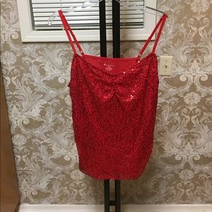 Red sequin tank top