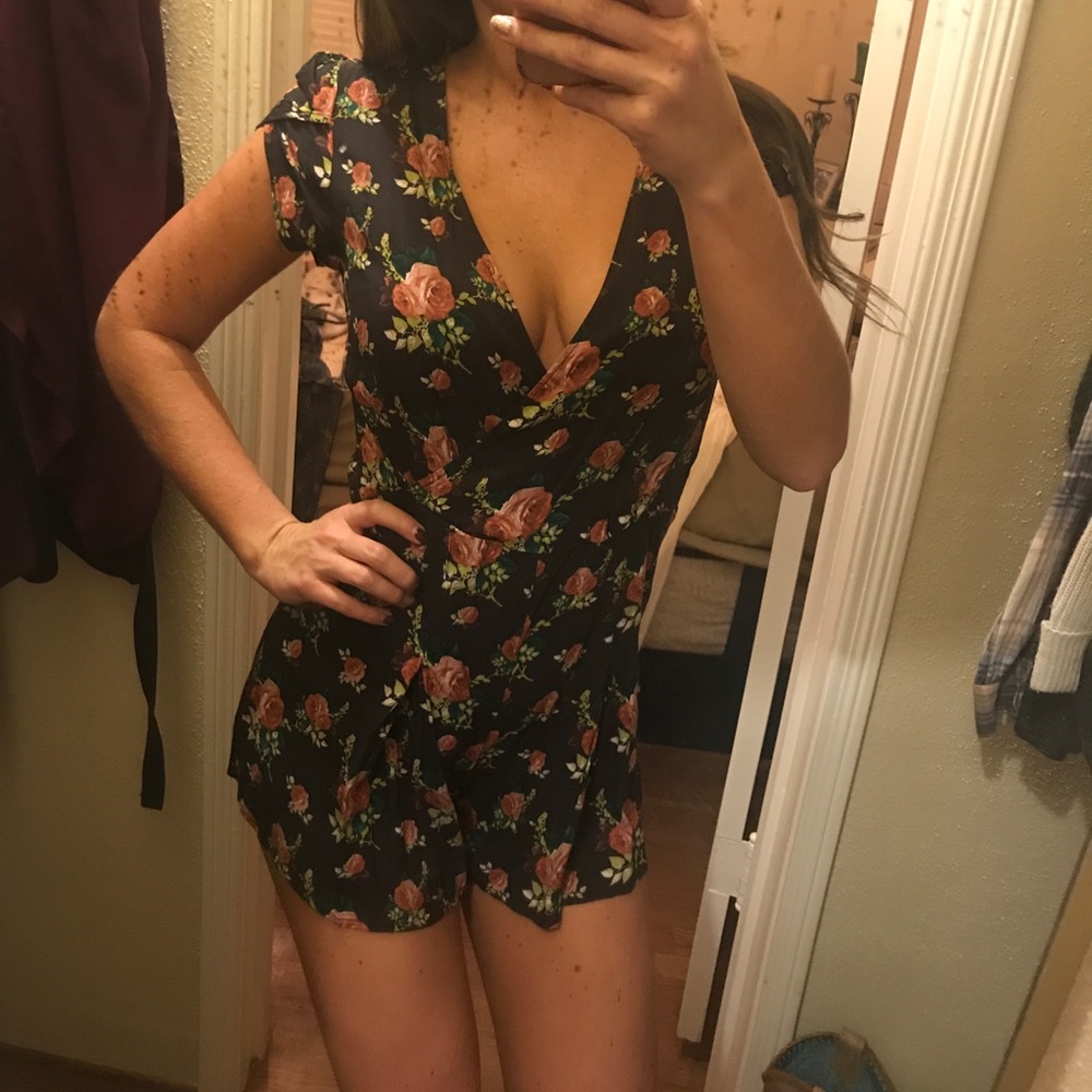 Mini purple floral romper