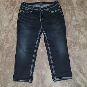 Plus Size Dark Wash Silver Suki Capris