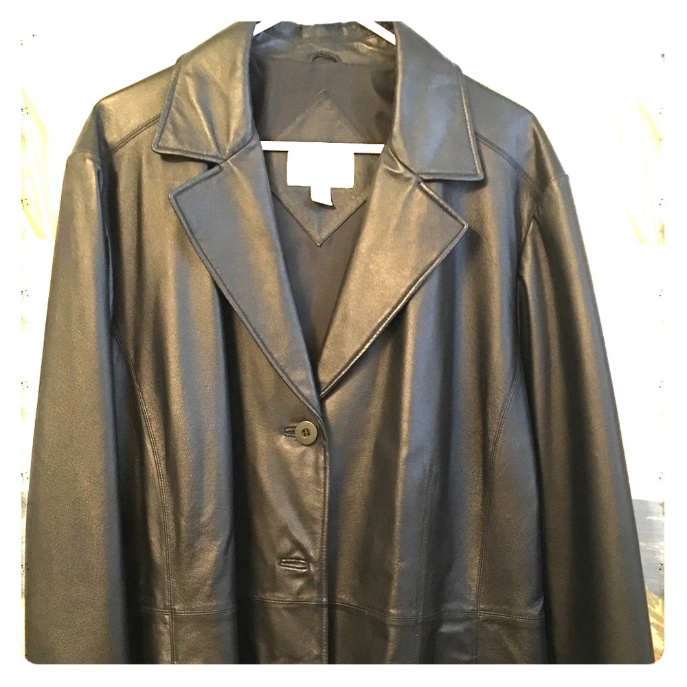 Worthington Genuine Black Leather Jacket. 3X.