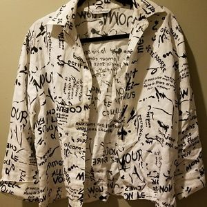 White/ Black Script Light Blazer