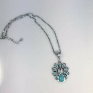 Turquoise Magnesite Peacock Necklace with crystals