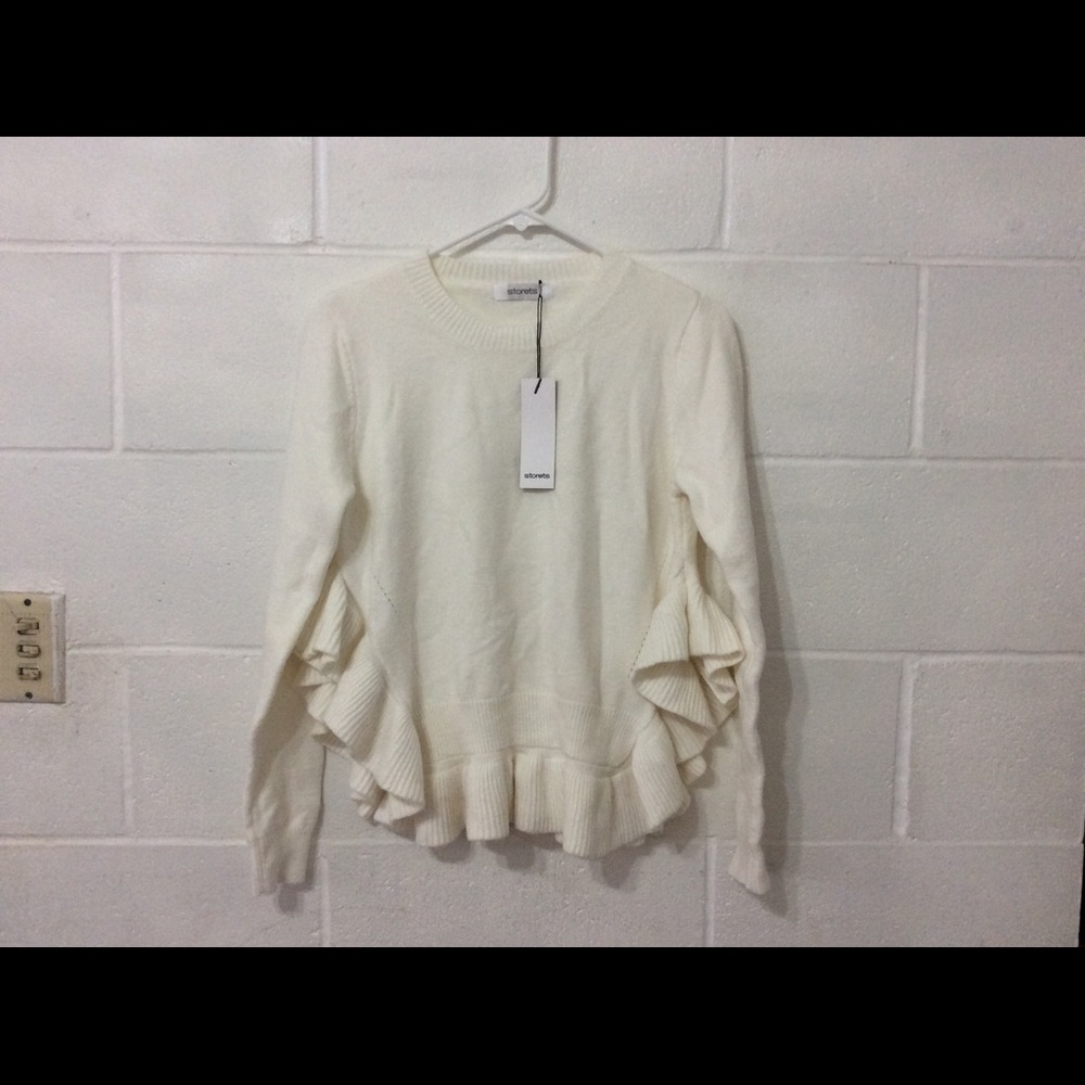 NWT Storets ruffled Sweater Size Small