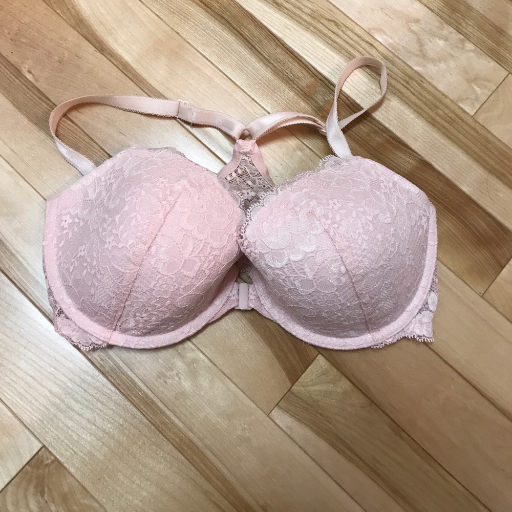 Pink lace bra