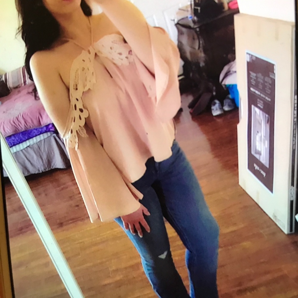 Pink bell sleeve top