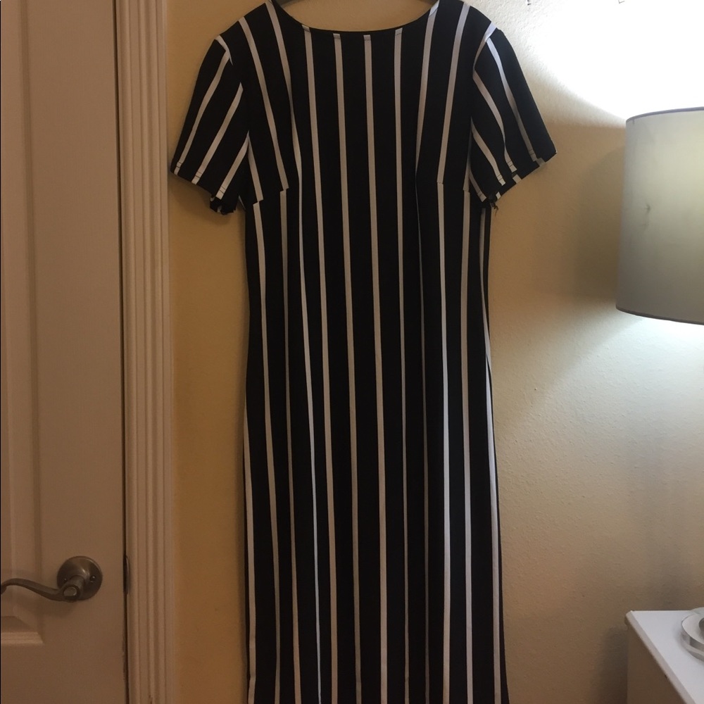Fitted Black and white Stripe dress