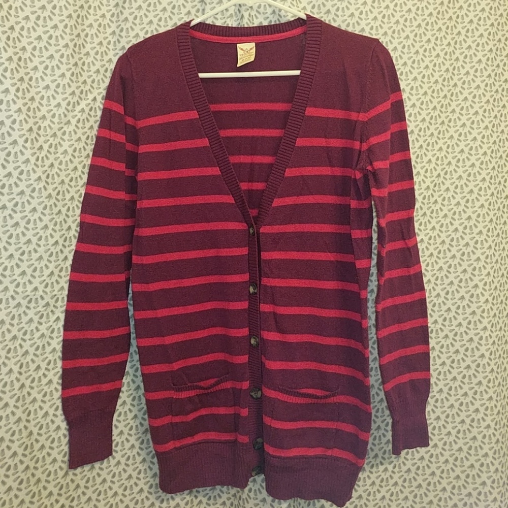 Button-up striped cardigan