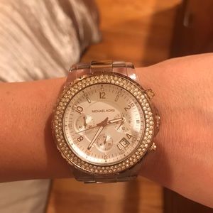 Michael kors rose gold and clear watch