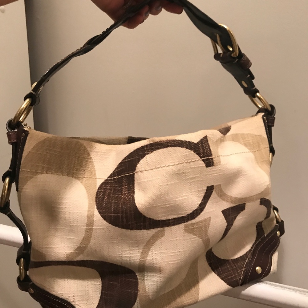 Coach hobo bag with braided leather strap