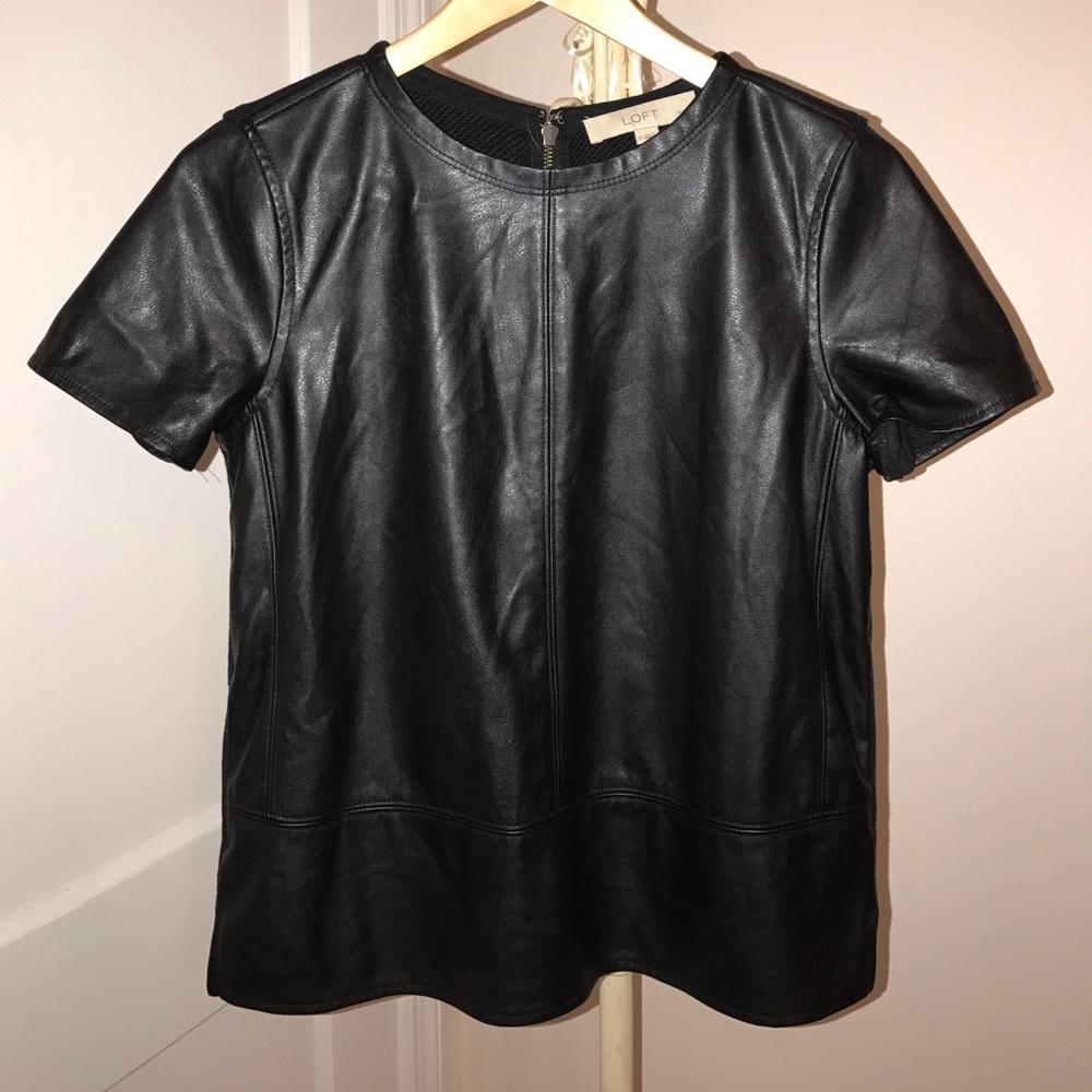 LOFT faux black leather top