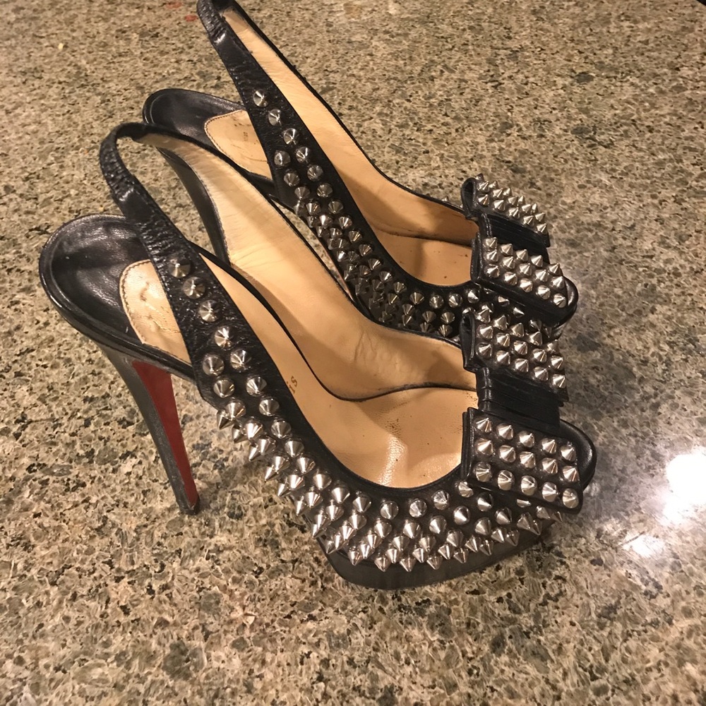 Christian Louboutin studded lady peep sling backs
