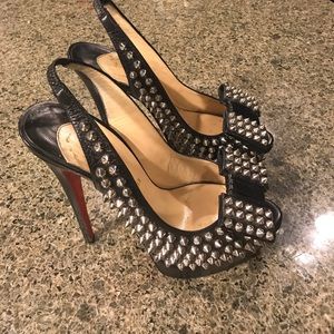 Christian Louboutin studded lady peep sling backs