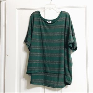 old navy green & gray striped top