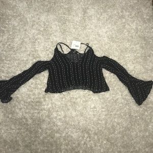 Missguided cut out printed flare sleeve crop top