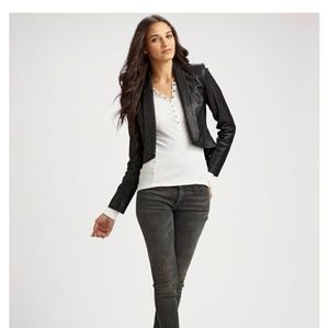 7 for all mankind leather cropped blazer jacket