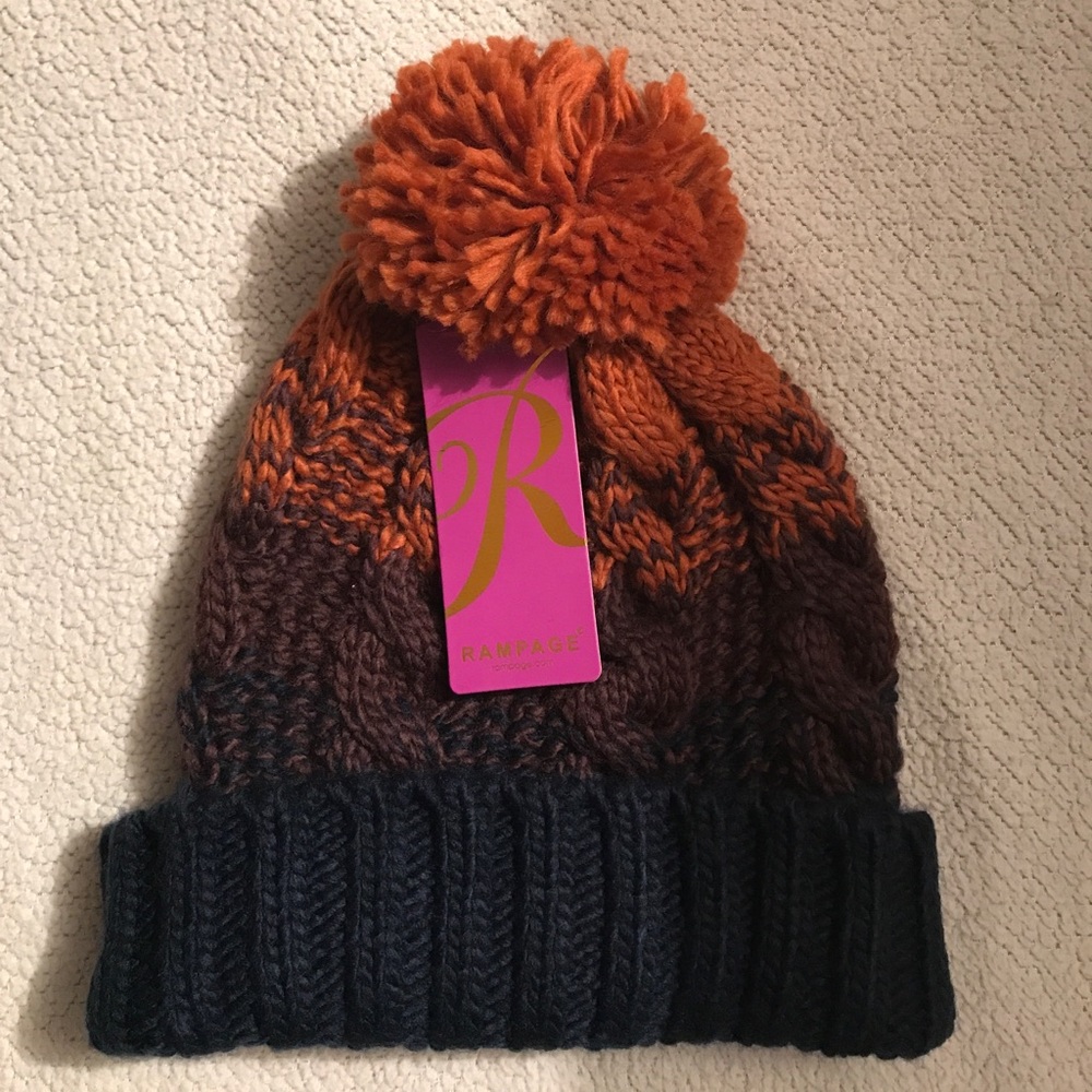 Pom Pom Color Block Knit Winter Beanie