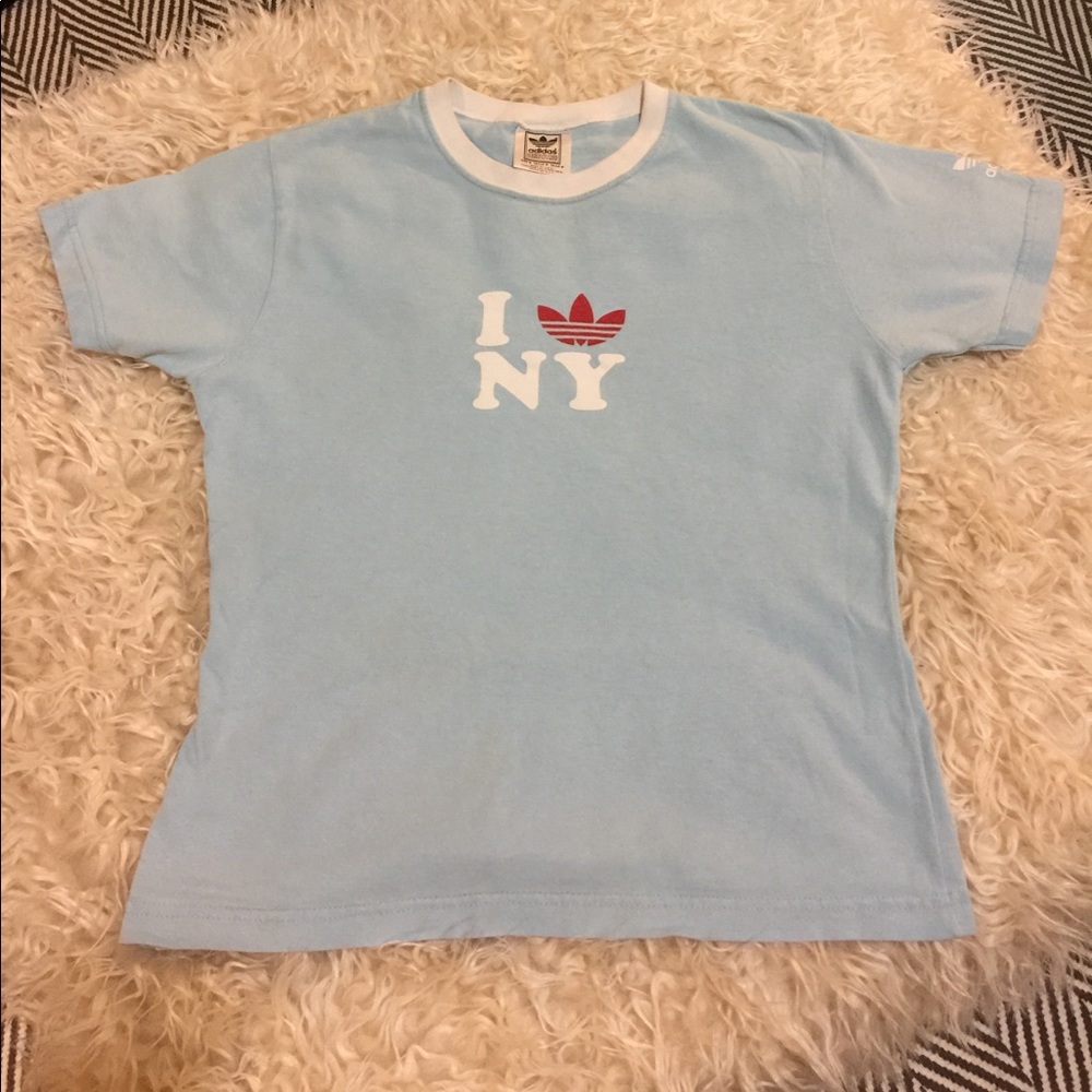 adidas light blue vintage vibe I ❤️NY tee