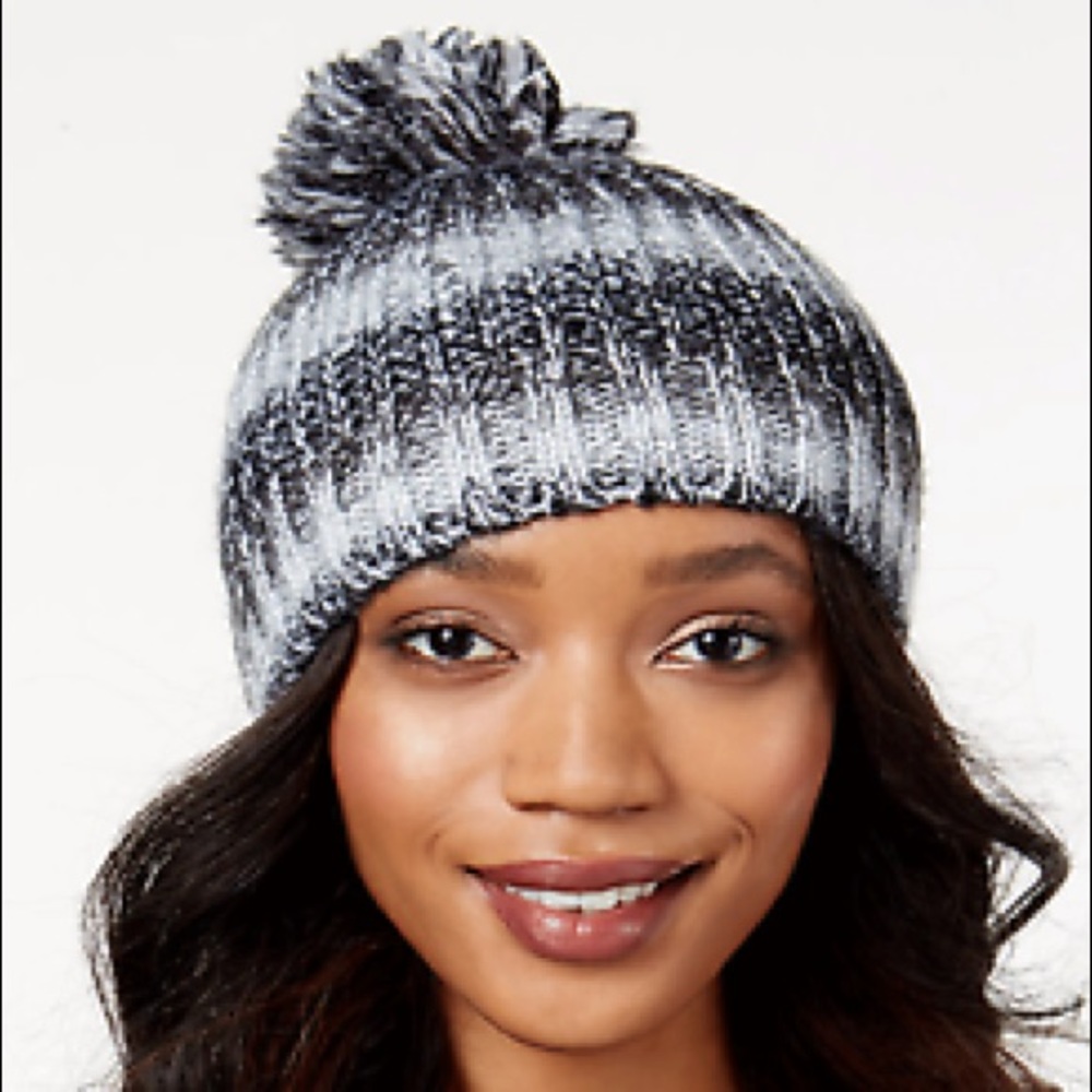 INC Binded Spacedye Soft Pom Knit Beanie